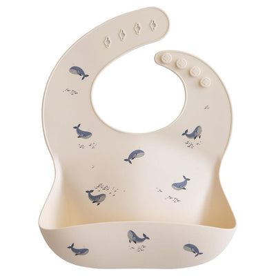 Babador De Silicone Infantil Mushie Whales - Design Ajustável