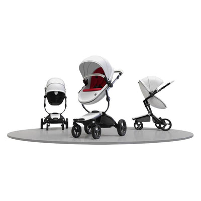 Carrinho de Bebê Mima Xari Champagne Com Estrutura & Assento Preto - Tamanho compacto dobrável