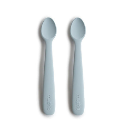 Kit de Colheres Infantil Mushie Powder Blue - Silicone Seguro e Macio
